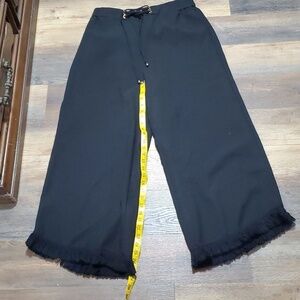 Grace karin wide leg fringed cuff black pants